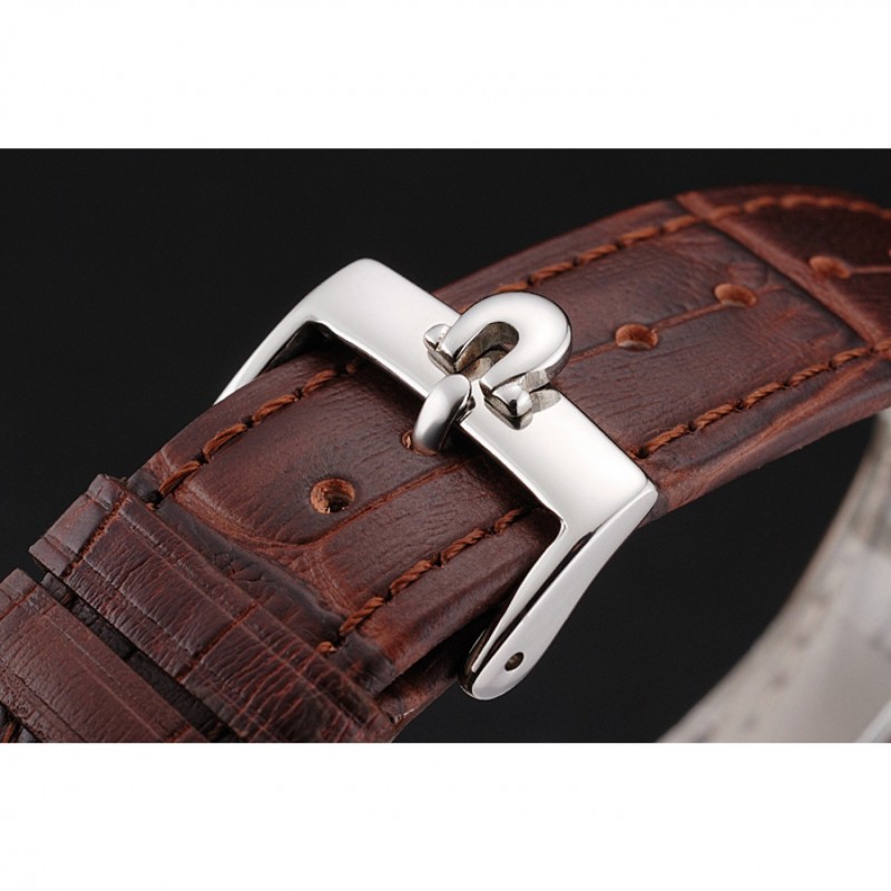 Omega Seamaster Vintage Chronograph White Dial Stainless Steel Case Brown Leather Strap-5