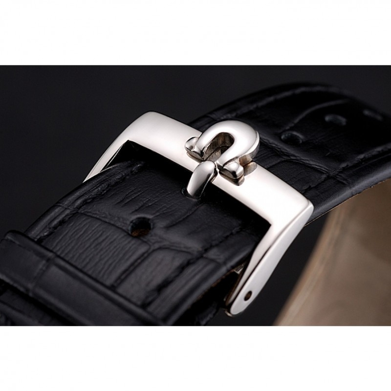 Omega De Ville Prestige Black Dial Stainless Steel Case Black Leather Strap-5