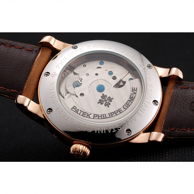Best Replica Watches Patek Philippe Grand Complications GMT Moonphase Tourbillon Black Dial Rose Gold Case Brown Suede Leather Strap 1453821-7