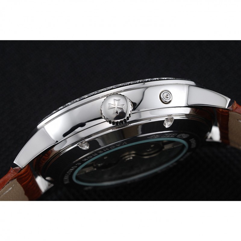 Vacheron Constantin Patrimony Power Reserve White Dial Silver Diamond Case Brown Leather Bracelet 1454266-7