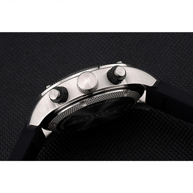 Round Burberry Sport Athlete Chronograph White Case Triple-eye Black Rubber Bracelet 622620-8