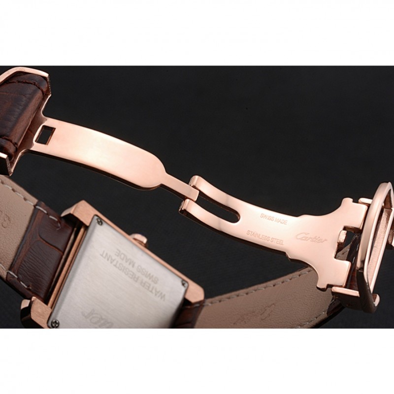 SS Cartier Tank MC Gold Case Brown Dial Brown Leather Strap 622175-6