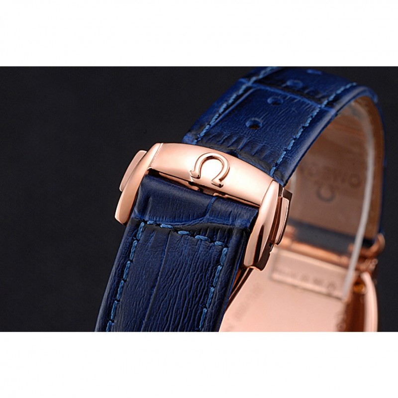 Omega Sochi Petrograd White Dial Gold Case Blue Leather Strap 622820-5