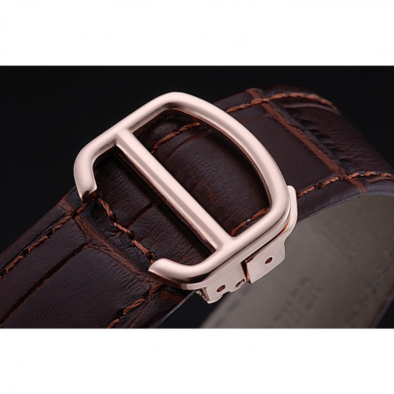 Cartier Tank MC Gold Diamond Case Brown Dial Brown Leather Strap 622170-3