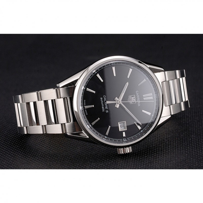 Swiss Tag Heuer Carrera Calibre 5 Black Dial Stainless Steel Case And Bracelet-3