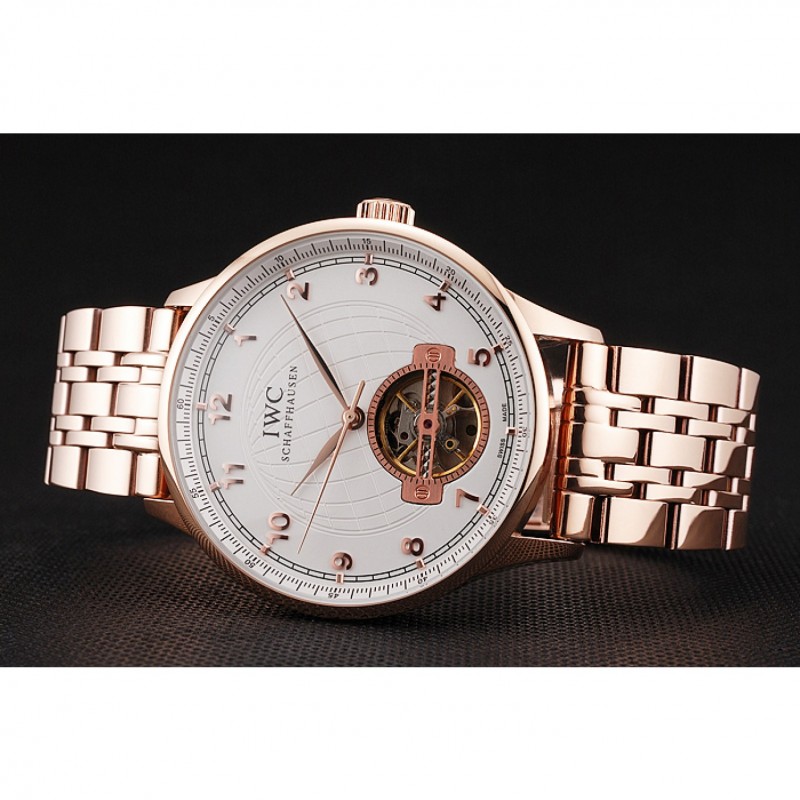 IWC Portugieser Tourbillon White Dial Rose Gold Numerals Rose Gold Case And Bracelet-3