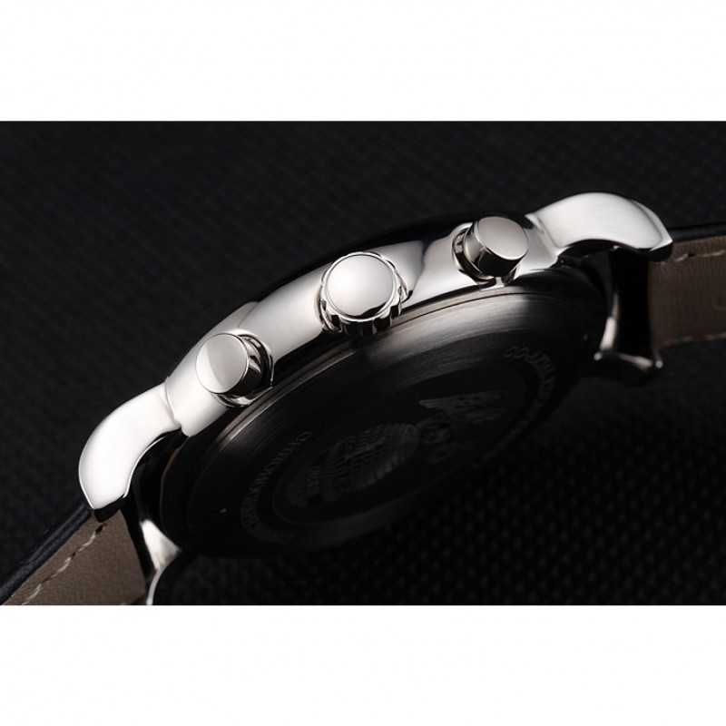 High Quality Omega Seamaster Vintage Chronograph Black Dial Diamond Hour Marks Stainless Steel Case Black Leather Strap-6