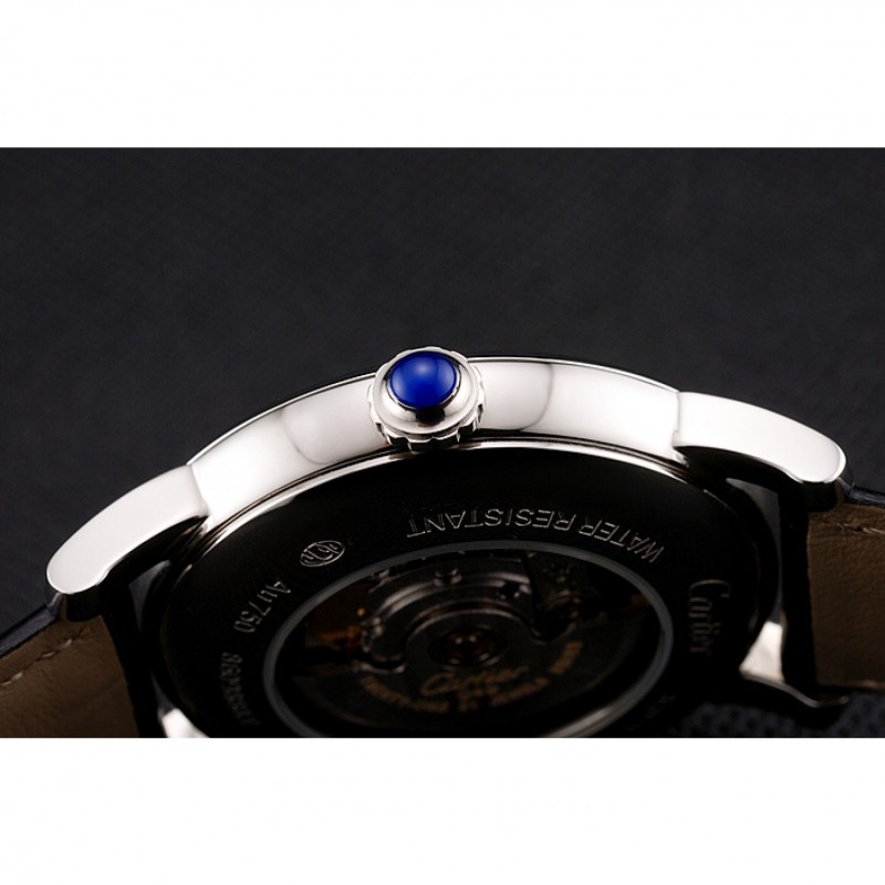Swiss Cartier Rotonde Annual Calendar White Dial Stainless Steel Case Black Leather Strap-5