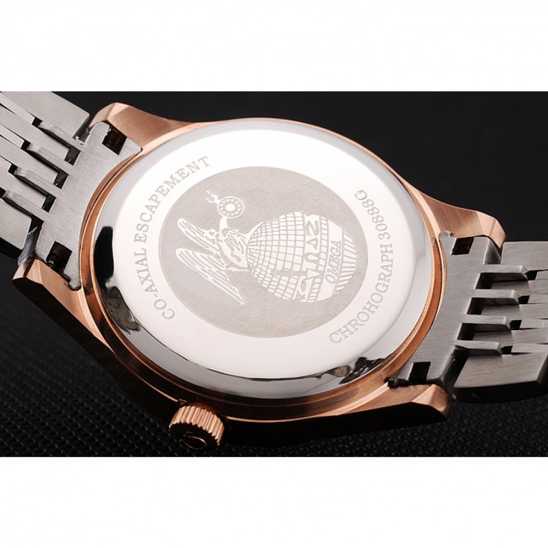 High Quality Omega De Ville White Dial Rose Gold Case Two Tone Bracelet 1453781-7