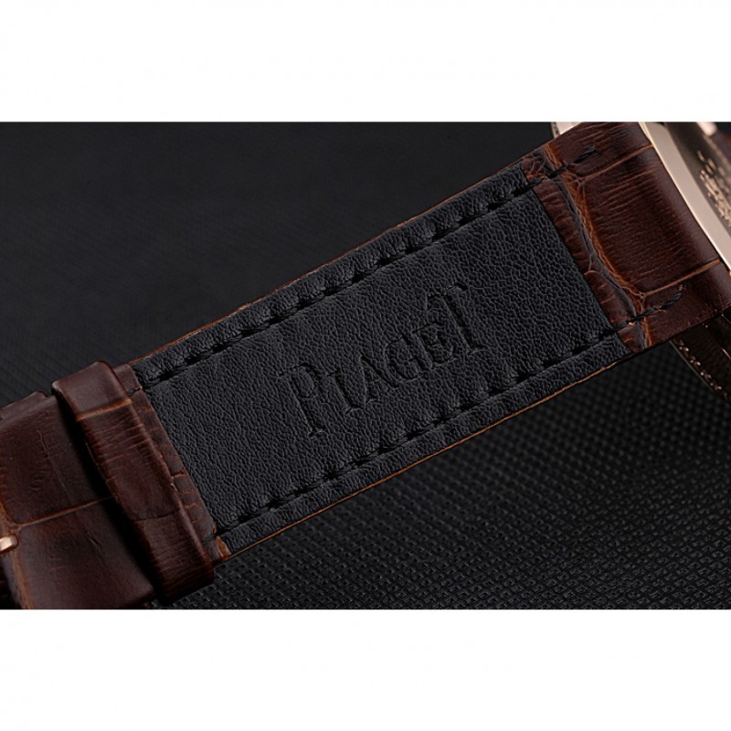 Piaget Altiplano Diamond Gold Case White Dial Brown Leather Bracelet 622627-6