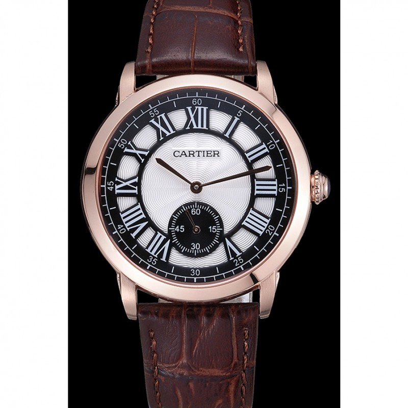 Cartier Ronde Louis White Dial Brown Leather Strap 621976-1
