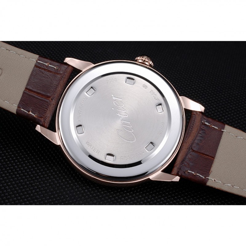 Cartier Ronde Louis White Dial Brown Leather Strap 621976-6