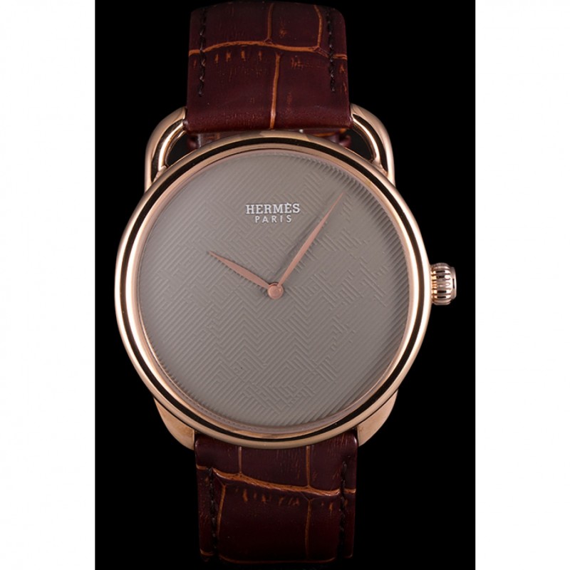 High Quality Replica Watches Hermes Classic Croco Leather Strap Silver Dial 801395-1