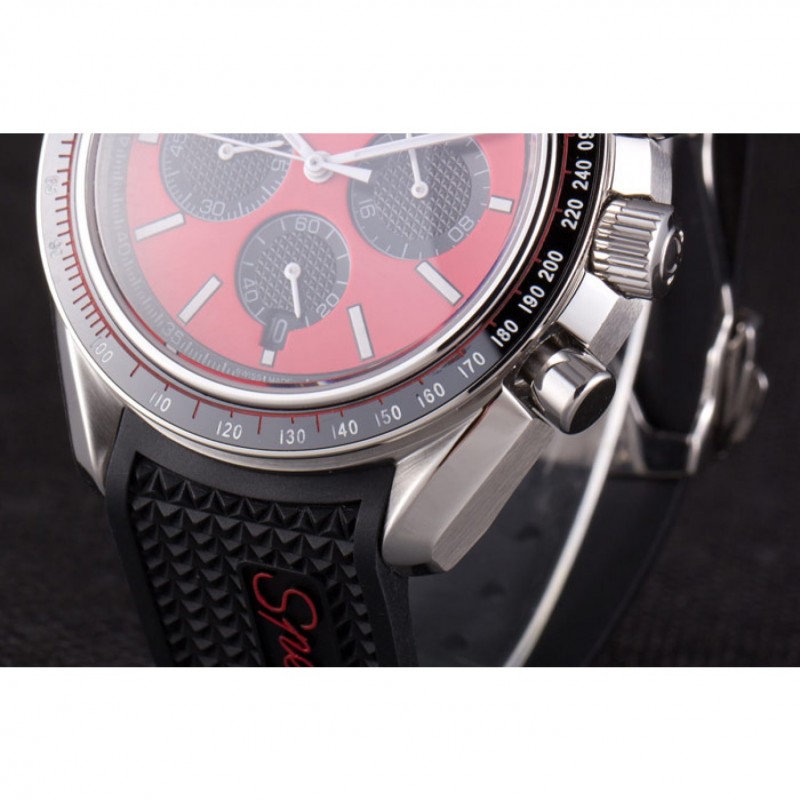 Omega Speedmaster Black Rubber Bracelet Red Dial 801421-6