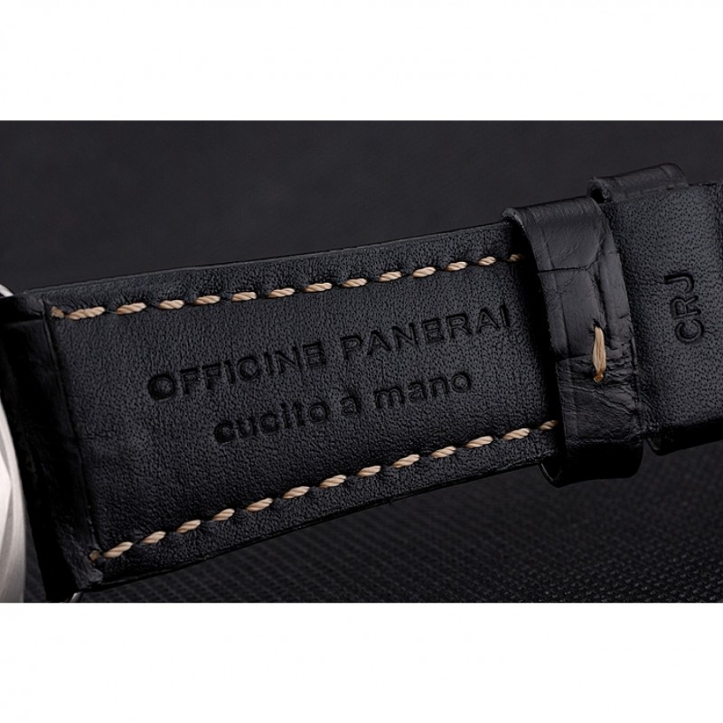 High End Swiss Panerai Radiomir 3 Days Acciaio"Firenze" Black Dial Stainless Steel Case Black Leather Strap-6