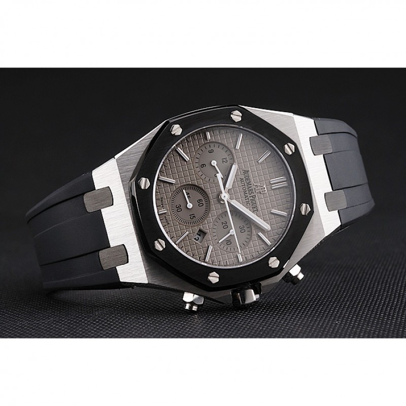 Swiss Audemars Piguet Royal Oak Chronograph Grey Dial Stainless Steel Case Black Rubber Strap 622866-4