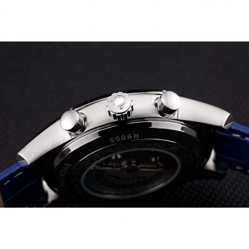 AAA Omega DeVille Silver Bezel with White Dial and Blue Leather Strap 621568-7