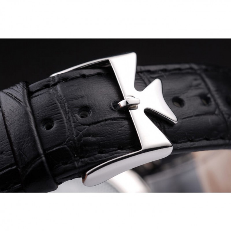 Vacheron Constantin Malte Power Reserve White Dial Stainless Steel Case Black Leather Bracelet-5