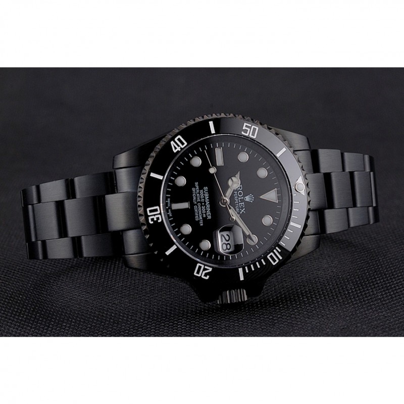 Swiss Rolex Submariner Date Black Dial And Bezel Black PVD Case And Bracelet-3