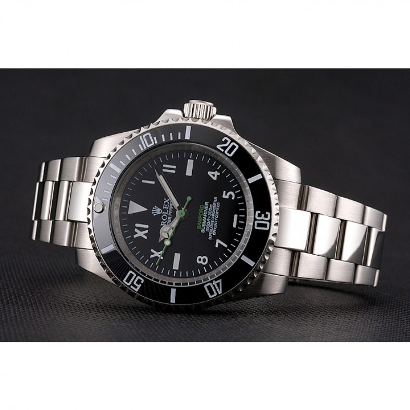 AAA Rolex Bamford Submariner Black Dial With Roman Numerals Black Bezel Stainless Steel Case And Bracelet-4