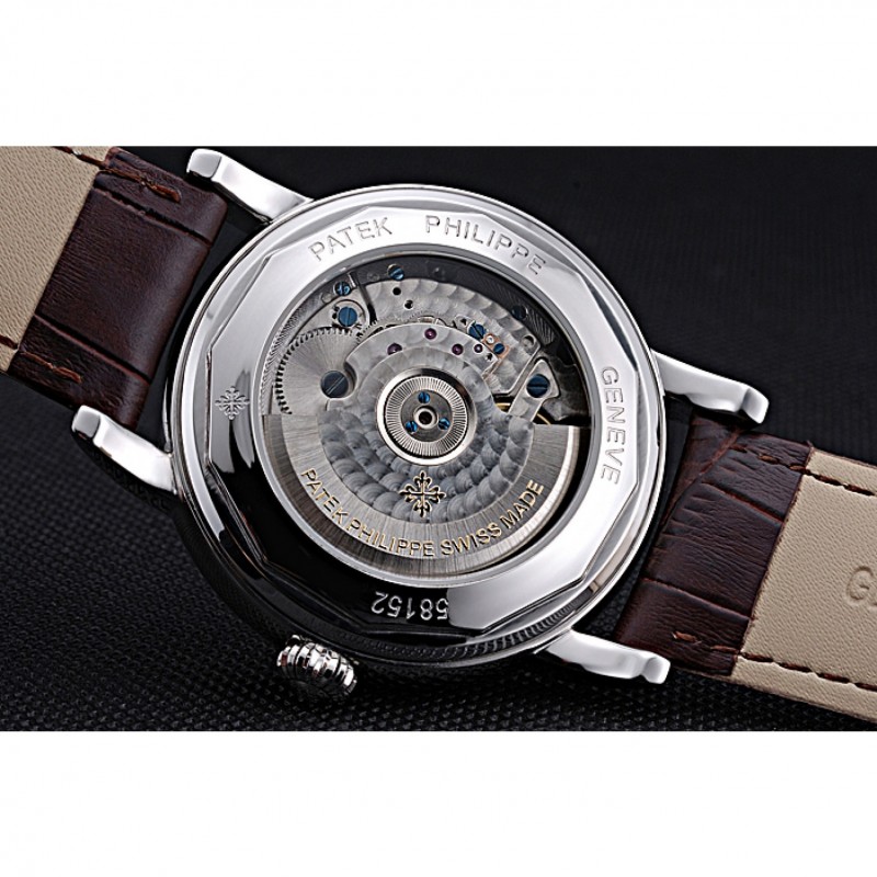 Patek Philippe Geneve Grand Complications White Dial Tourbillon Stainless Steel Bezel Brown Band 622154-6