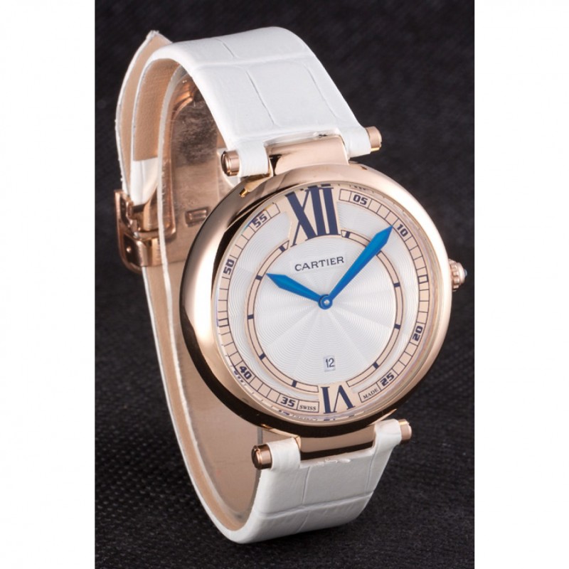 Luxury Replica Watches Cartier Ballon Bleu White Leather Strap 621449-2