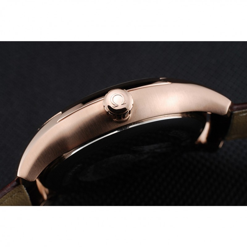 Omega DeVille Brown Dial Gold Case Brown Leather Strap 622831-8