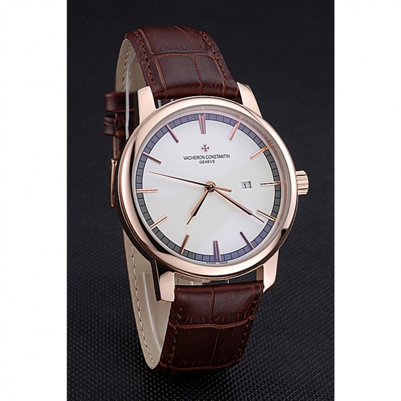Vacheron Constantin Patrimony Contemporary Gold Case White Dial Brown Leather Strap 622307-2