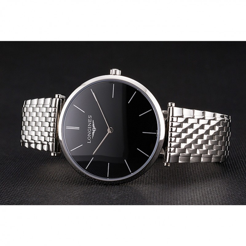 Swiss Longines Grande Classique Black Dial Stainless Steel Case And Bracelet-3