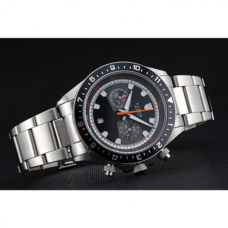 Tudor Heritage Chronograph Black Dial Stainless Steel Bracelet 622418-3