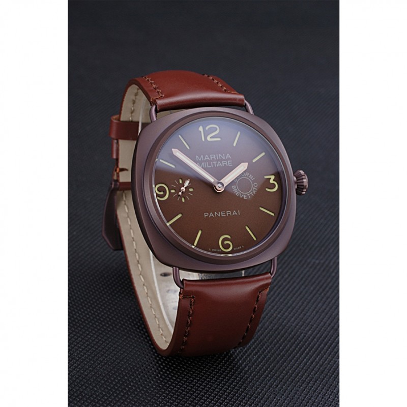 Panerai Luminor Marina Militare Purple Stainless Steel Bezel Brown Bracelet 622321-2