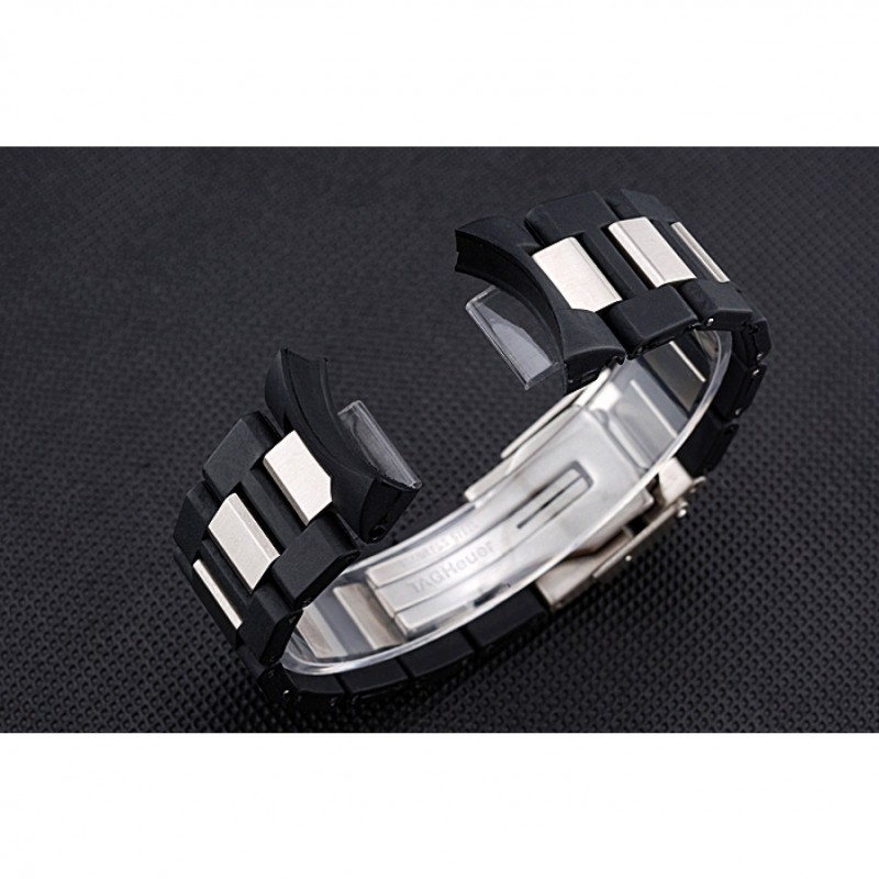 Tag Heuer Plated Stainless Steel and Black Rubber Bracelet 622501-2
