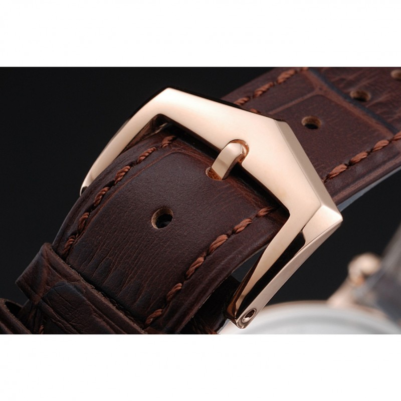 AAA Replica Watches Patek Philippe Grand Complications Rose Gold Dial Engraved Rose Gold Case Brown Leather Bracelet 1454142-5