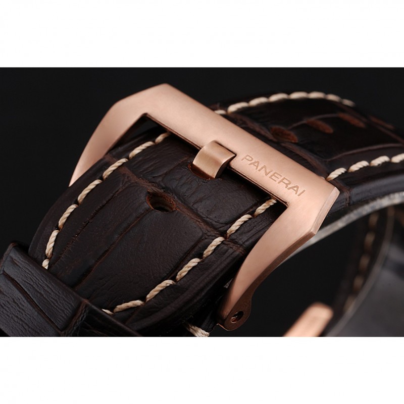 Swiss Panerai Luminor Brown Dial Rose Gold Case Brown Leather Strap 1453841-5