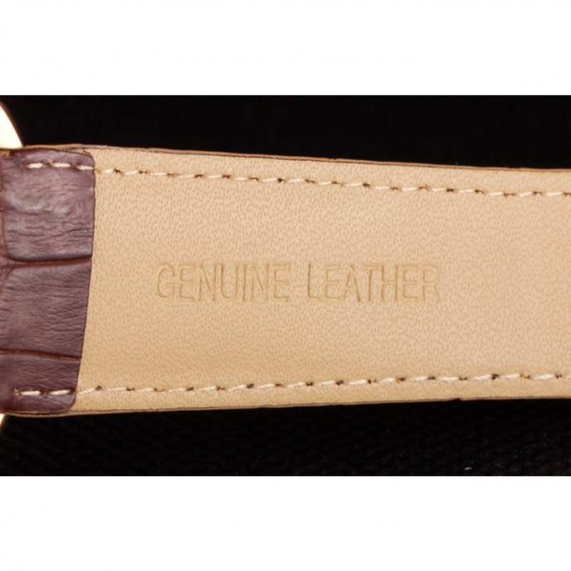 Best Cartier Calibre White Dial Gold Case Brown Leather Bracelet-7