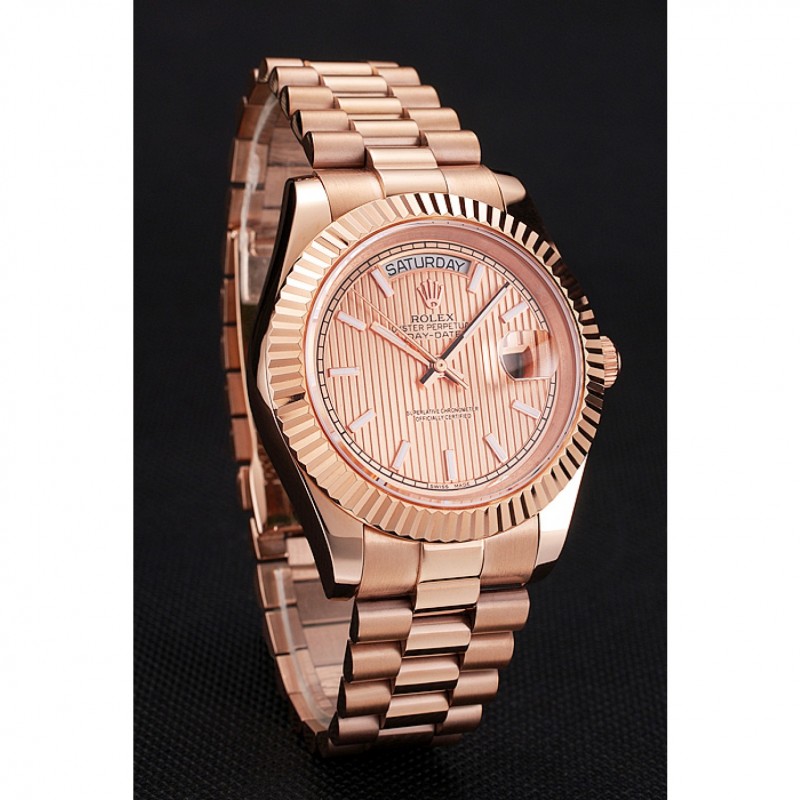Swiss Rolex Day Date 40 Rose Gold Etched Dial Rose Gold Case And Bracelet-2