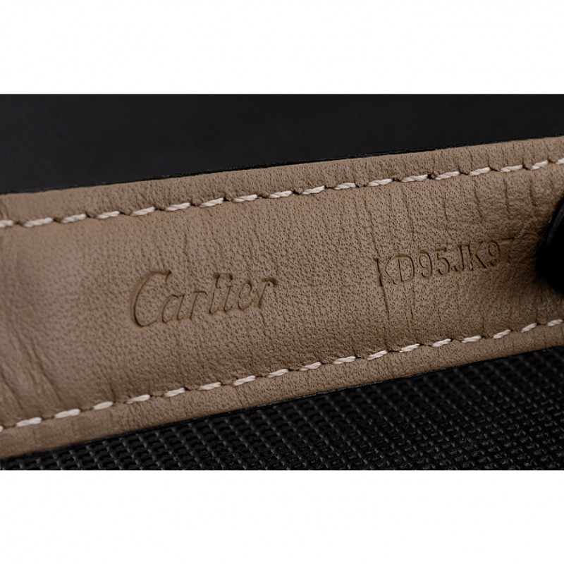 High Quality Replica Watches Swiss Cartier Ballon Bleu 46 MM Diamond Dial Diamond Case Black Leather Bracelet 1453894-5