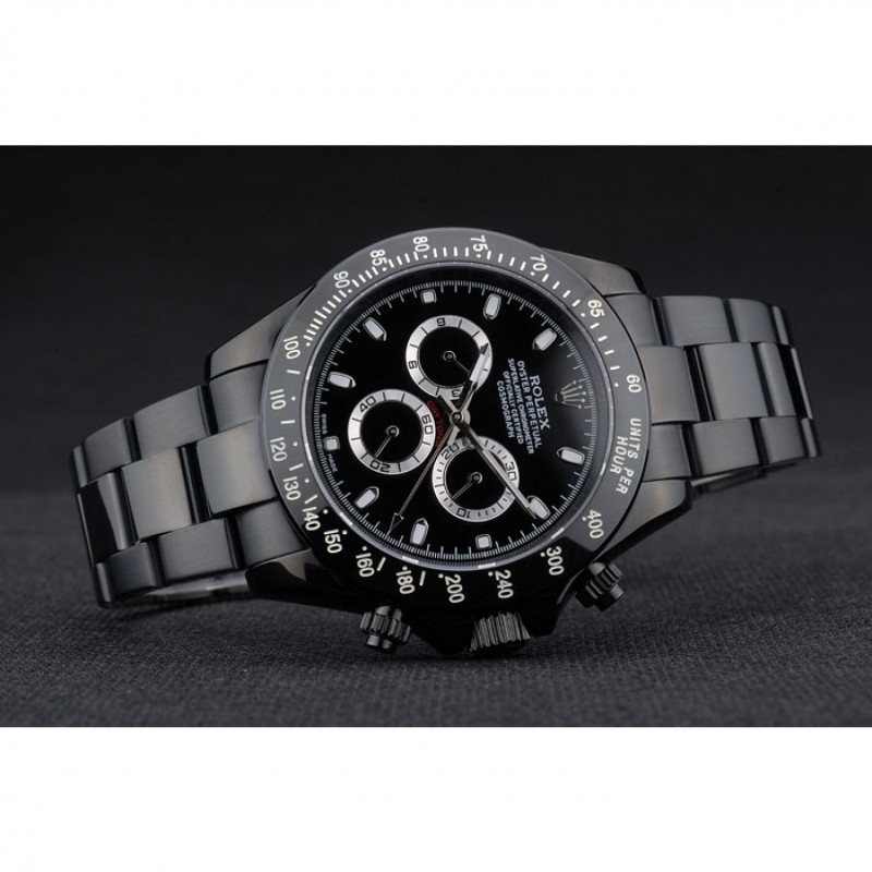 Rolex Daytona Black Ion Plated Tachymeter Black Stainless Steel Strap Black Dial 80247-2