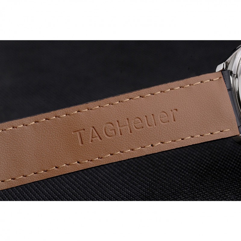 Swiss Tag Heuer Carrera Calibre 5 Black Dial Stainless Steel Case Black Leather Strap-7