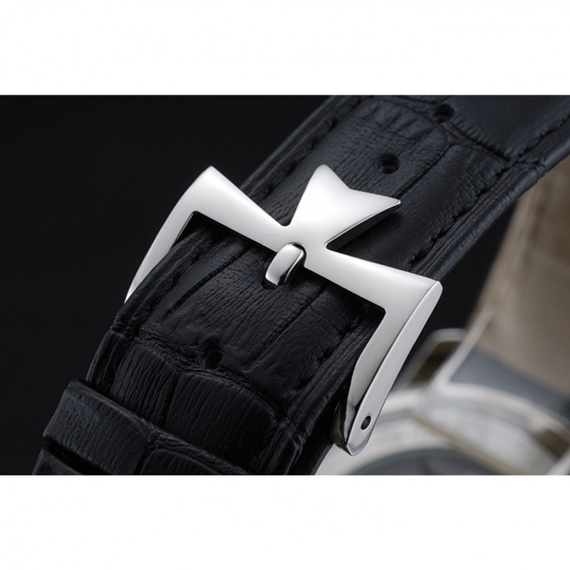 Vacheron Constantin Patrimony Power Reserve Black Dial Silver Diamond Case Black Leather Bracelet 1454267-5
