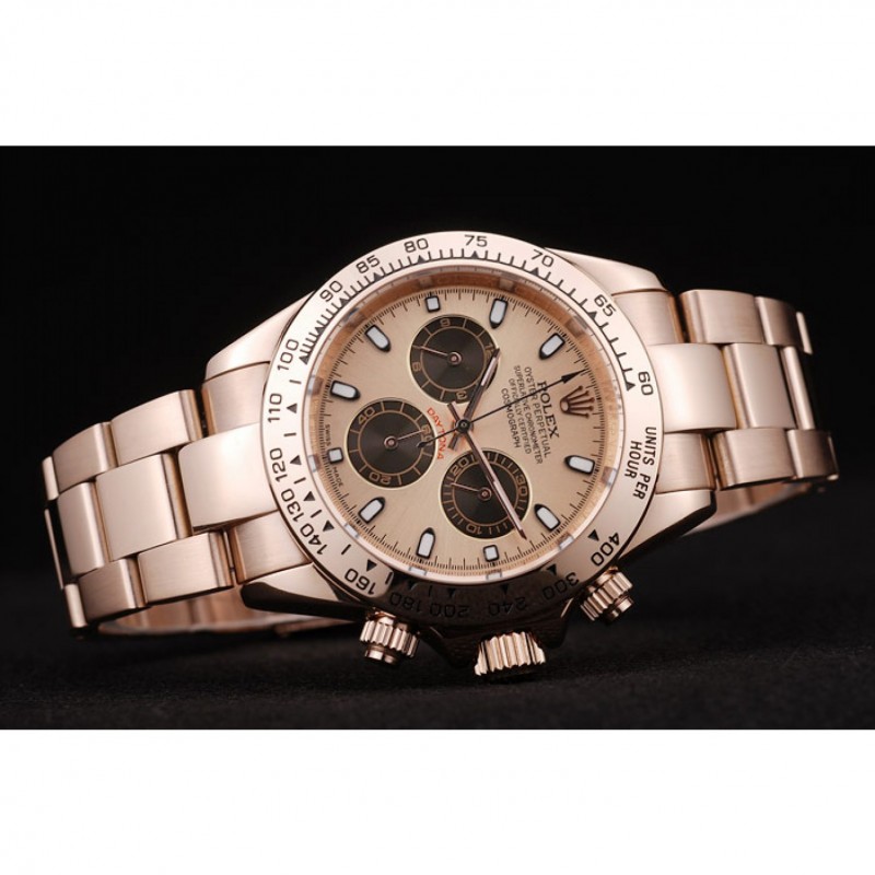 Rolex Daytona Rose Gold Plated Stainless Steel Bezel Rose Gold Dial-2