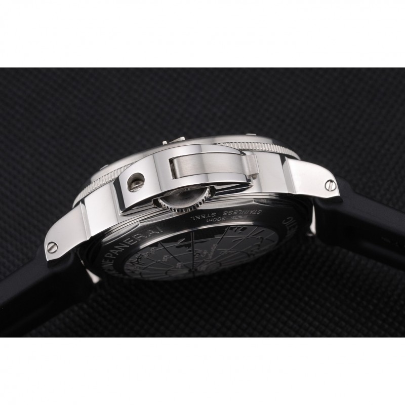 Panerai Luminor Brushed Stainless Steel Case Black Dial Black Rubber Strap 98165-7