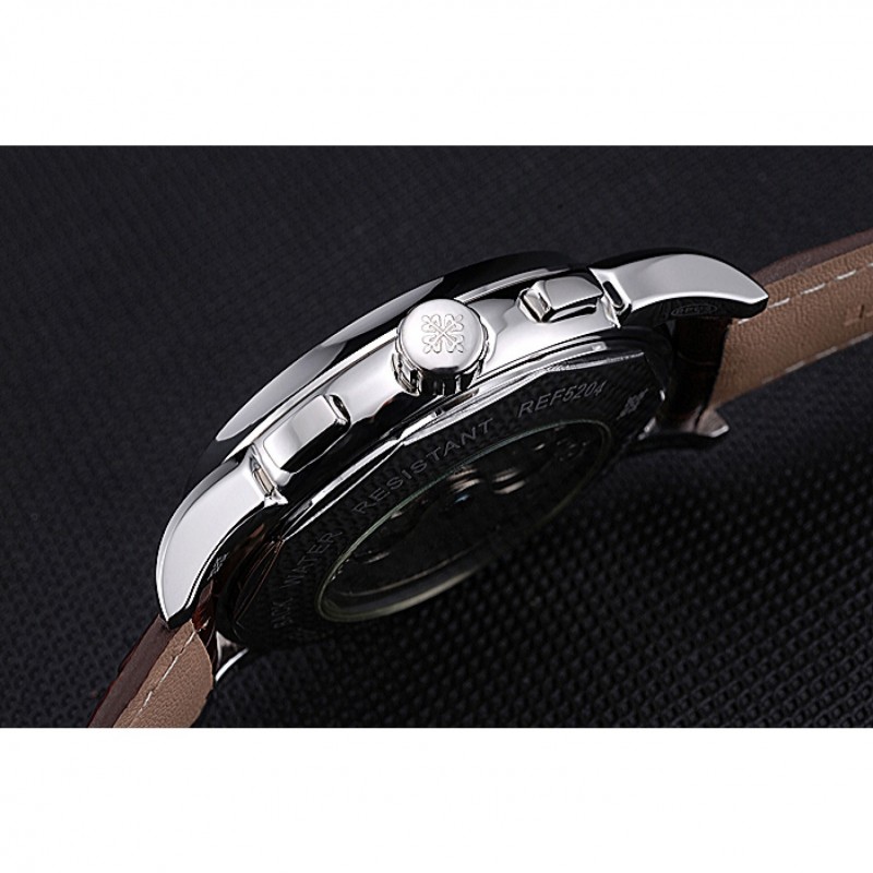 Patek Philippe Grand Complications Stainless Steel Case White Dial Roman Numerals Brown Leather Strap 622254-6