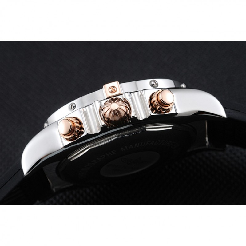 Breitling Chronomat Rose-Gold Highlight Ribbed Black Rubber Strap White Dial-8