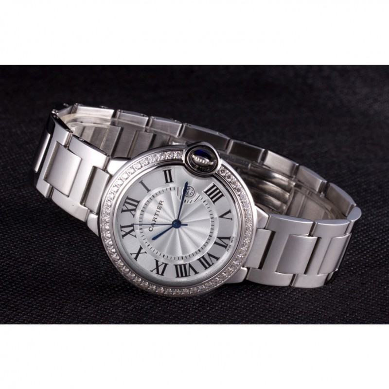 Cartier Ballon Bleu 42mm White Dial Diamonds Stainless Steel Case And Bracelet-4
