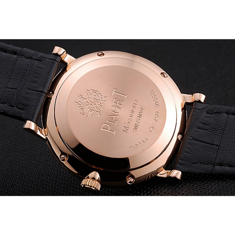 Piaget Altiplano Gold Case White Dial Black Leather Bracelet 622628-7