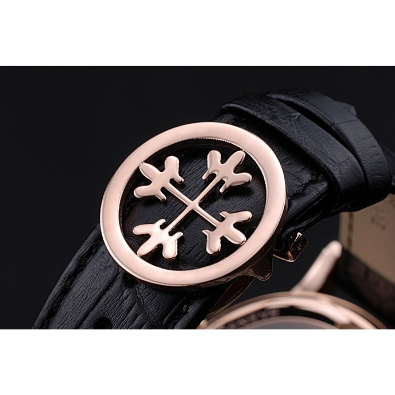 Patek Philippe Geneve Grand Complications Black Dial Tourbillon Rose Gold Bezel Black Band 622157-5