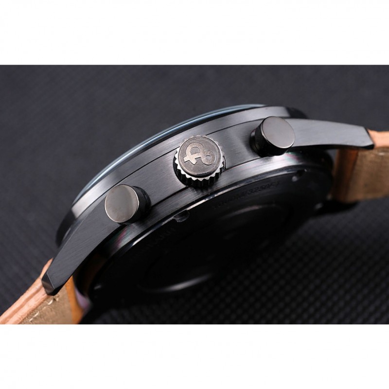 Bell and Ross BR126 Flyback Black Dial Black Case Gold Numerals Brown Suede Leather Strap-6