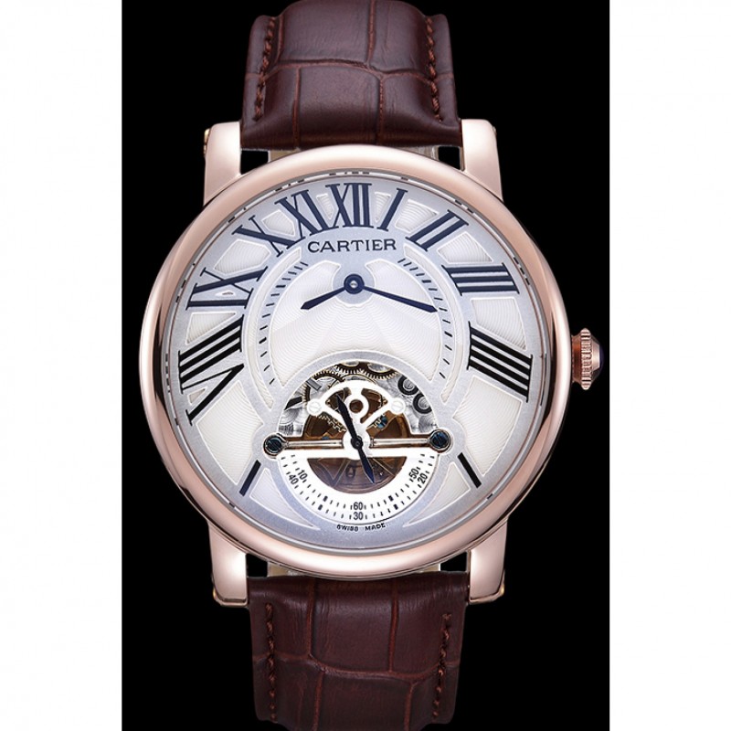 Cheap Cartier Rotonde Flying Tourbillon White Dial 621940-1