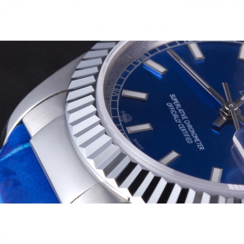 Cheap Replica Watches Rolex Day-Date Oyster Collection Blue Leather Band 621490-7